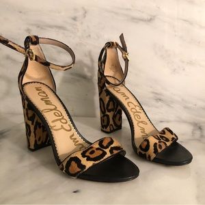 Sam Edelman Cow Hair Leopard Brahma 4 in heeled sandals Size 8.5M